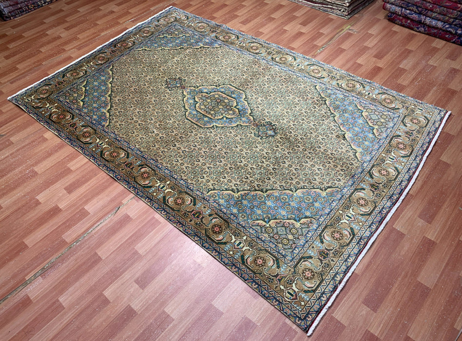 7'x10' Hand-Knotted Persian Beige/Teal Area Rug – KB Rugs 