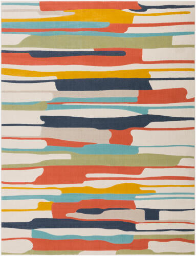 City Machine Woven Rug — Orange / Aqua Multi | CIT-2339 - performance