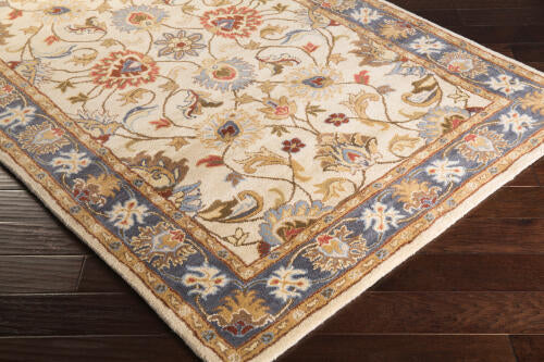 Caesar Handmade Wool Rug — Beige / Denim | CAE-1125 - construction