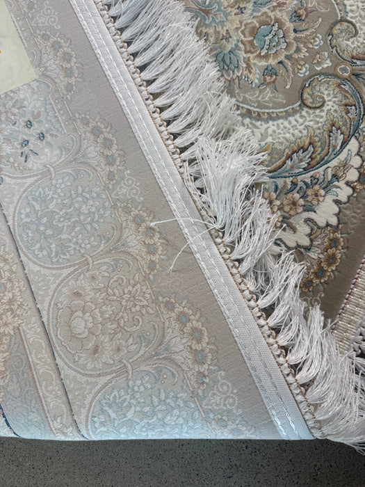 Luxury Persian Machine-Made Rug – Silver Grey / Soft Blue Medallion – 7' x 10'