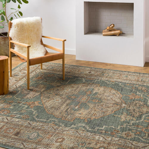 Reign Handmade Wool Rug — Teal & Terracotta Medallion Design | REG-2304