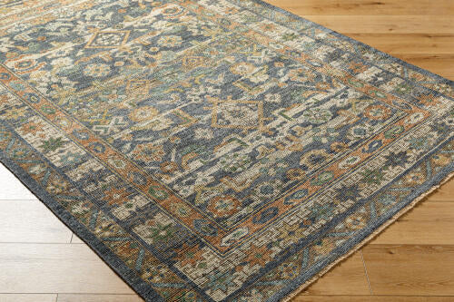 Reign Handmade Wool & Viscose Rug — Gray & Amber Medallion Pattern | REG-2324
