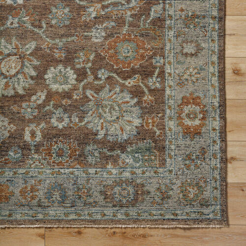Reign Handmade Wool Rug — Warm Brown & Blue Traditional Design | REG-2318