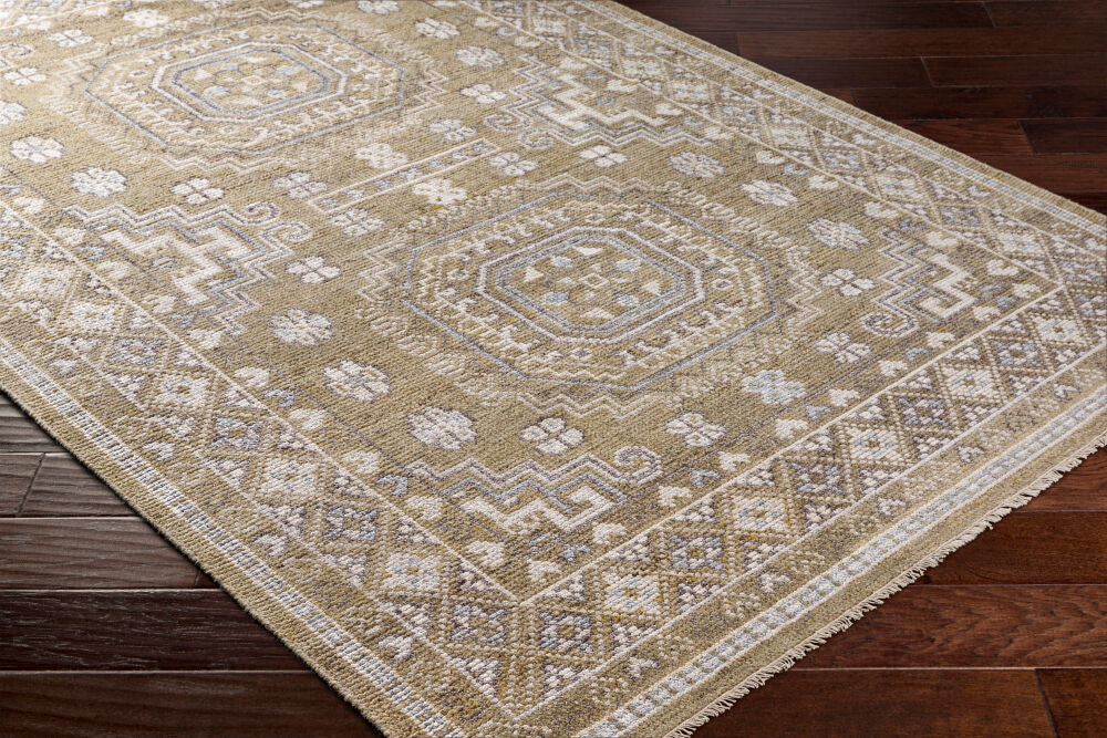 Almeria Hand Knotted Rug — Mustard / Pale Blue | ALM-2301