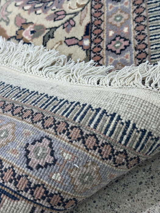 Hand-Knotted Palace-Style Wool Rug – Ivory Floral with Animal Motifs – 10' x 13'8"