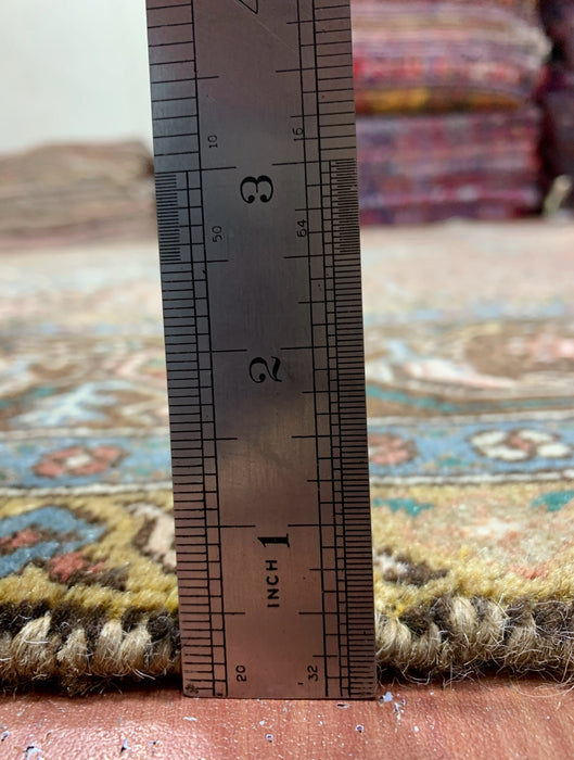 6’5” x 9’2” Hand-Knotted Persian Wool Rug – Brown & Teal Medallion Design