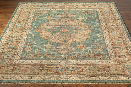 Reign Handmade Wool Rug — Teal & Terracotta Medallion Design | REG-2304