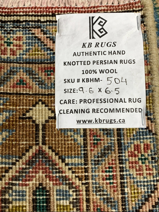 7'x10' Hand-Knotted Persian Beige/Teal Area Rug – KB Rugs 