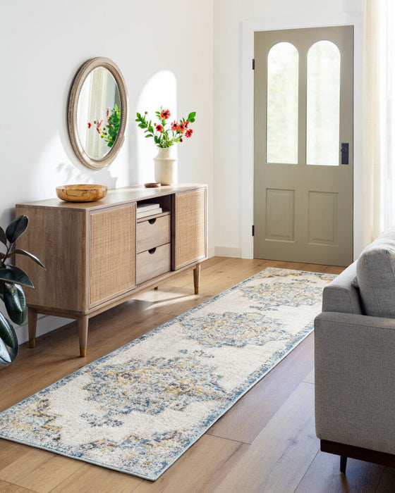 Ankara Machine Woven Rug — Ivory / Blue | AKR-2309