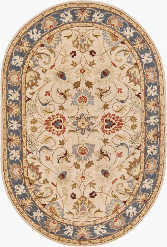 Caesar Handmade Wool Rug — Beige / Denim | CAE-1125