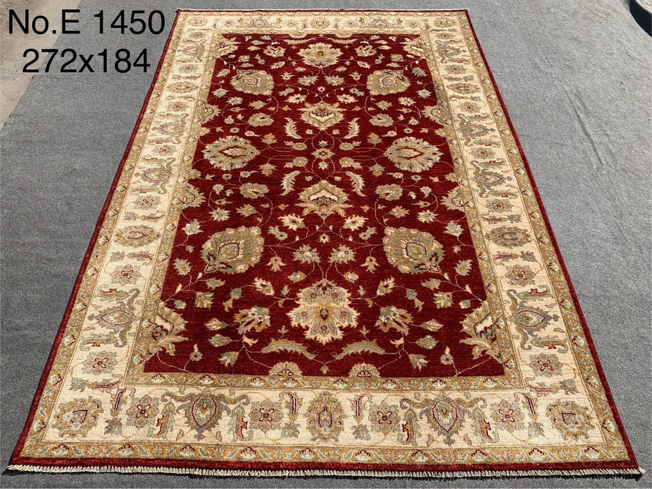 6’0” × 8’9” Hand-Knotted Traditional Red Wool Rug