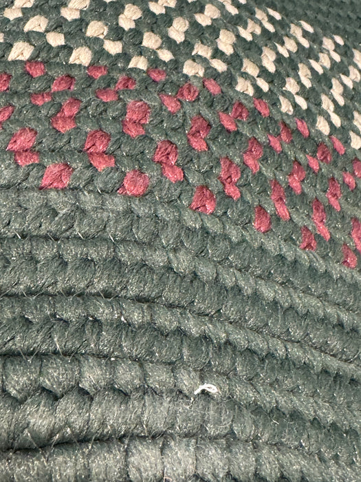 8' x 8' Round Braided Area Rug - Green/Ivory/Burgundy