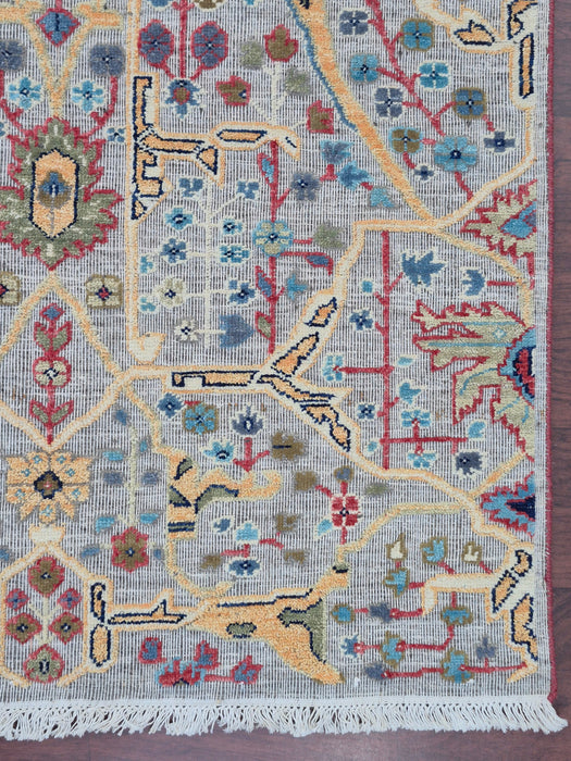 8x10 ft. Hand knotted Carpet, Orintal Bijar Embossed design, Grey/Beige