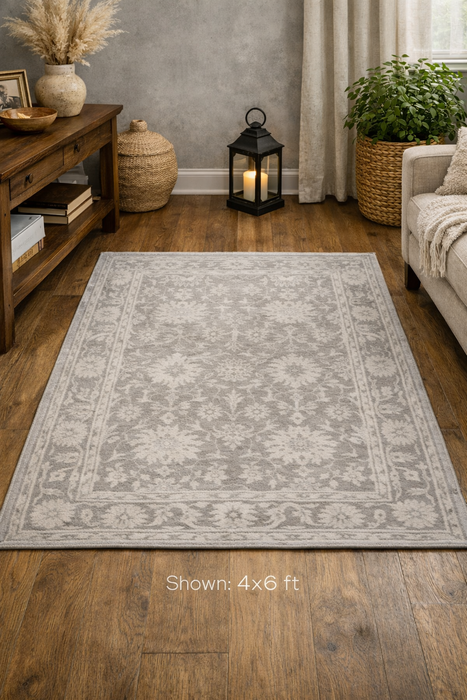 4'X6' Hand-Tufted Nepali Wool Area Rug- Neutral