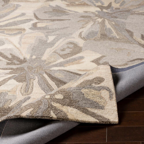 Athena Handmade Wool Floral Rug — Taupe | ATH-5150 - construction