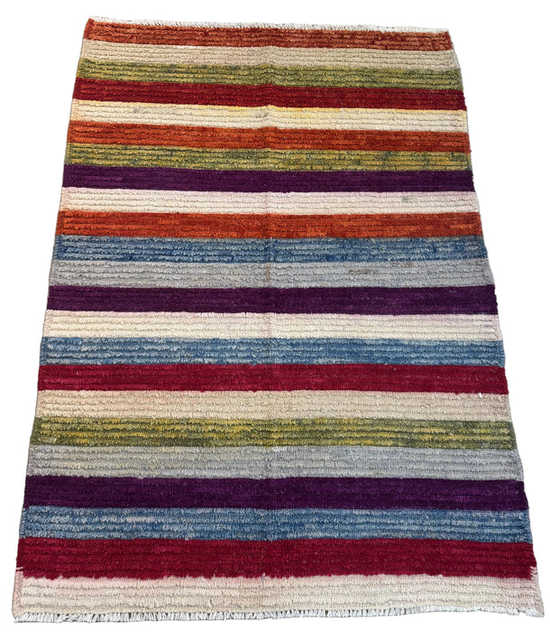 3'8x5'2 Hand Knotted Moroccan Multi Coloured Gebba Area Rug