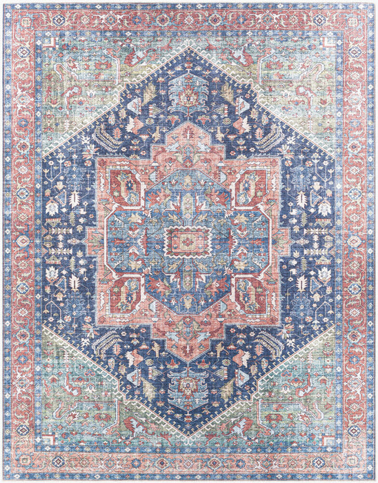 Amelie Machine Washable Rug — Navy / Peach | AML-2310