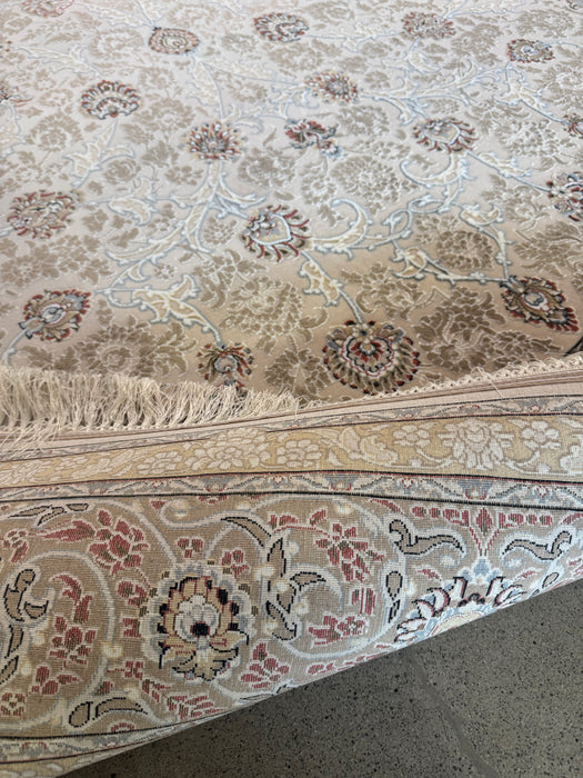 Luxury Persian Machine-Made Rug – Beige / Rust Floral Border – 7' x 10'