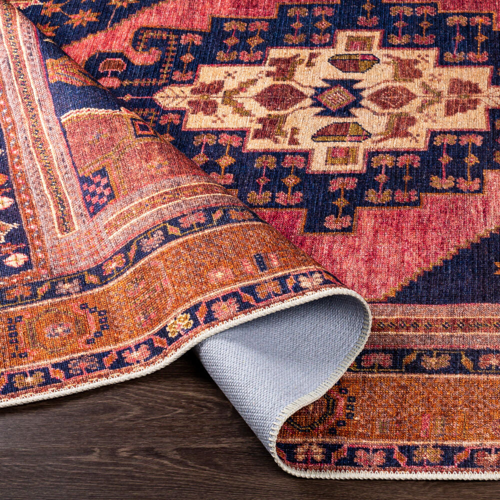Amelie Machine Washable Rug — Rose / Burnt Orange | AML-2347 - construction