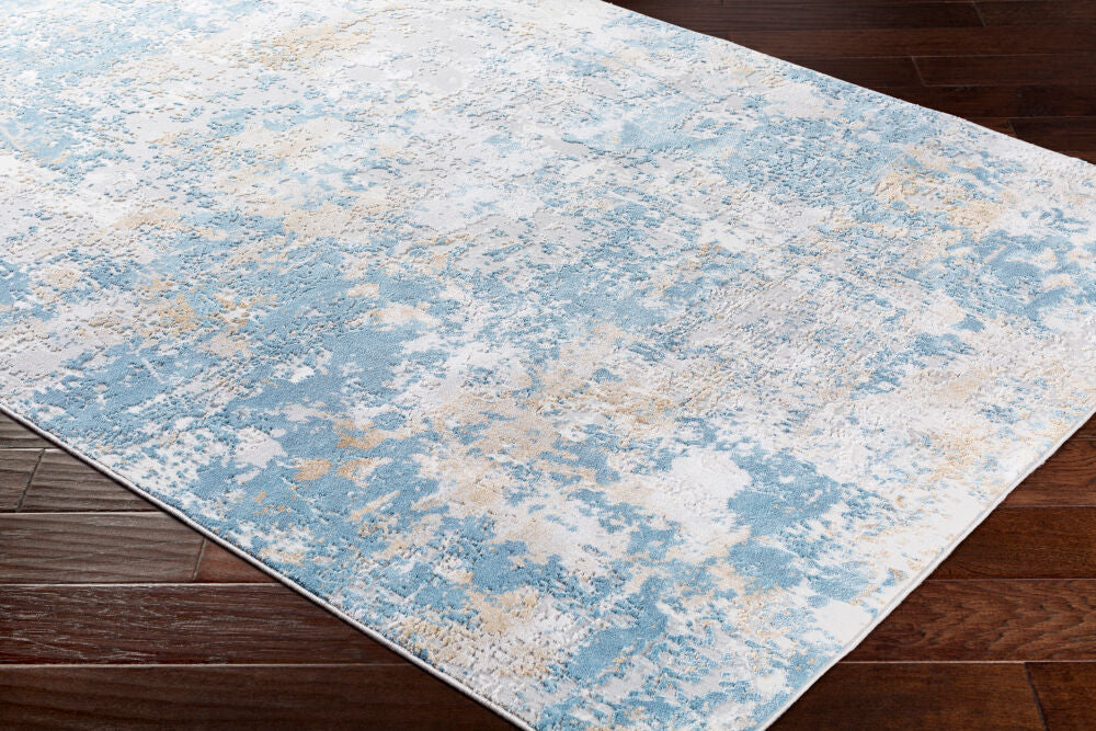 Aisha Machine Woven Rug — Light Blue / Mustard | AIS-2302