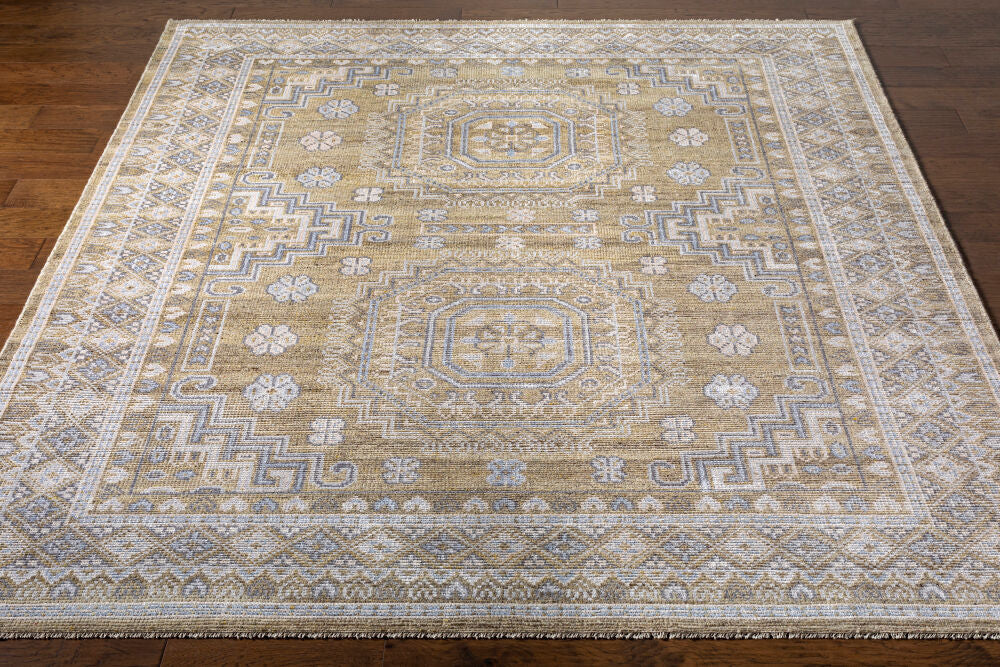 Almeria Hand Knotted Rug — Mustard / Pale Blue | ALM-2301