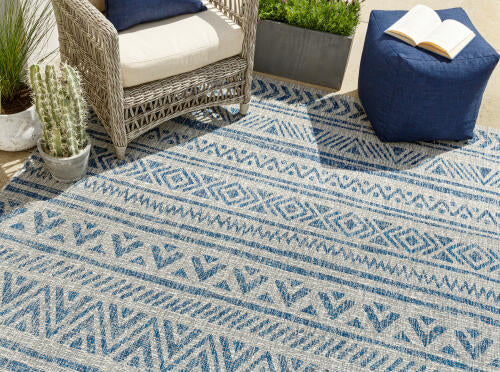 Livabliss Eagean Machine Woven Rug — Blue / Taupe | EAG-2306 - colour & pattern