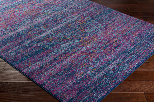 Livabliss Harput Machine Woven Rug — Navy / Plum Distressed | HAP-1003