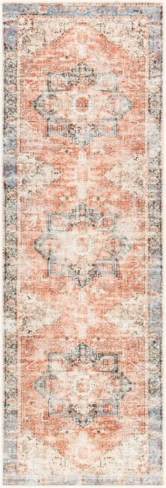 Amelie Machine Washable Rug — Rust / Pale Blue | AML-2309