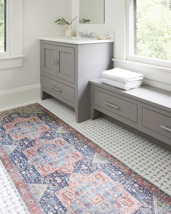 Amelie Machine Washable Rug — Navy / Peach | AML-2310