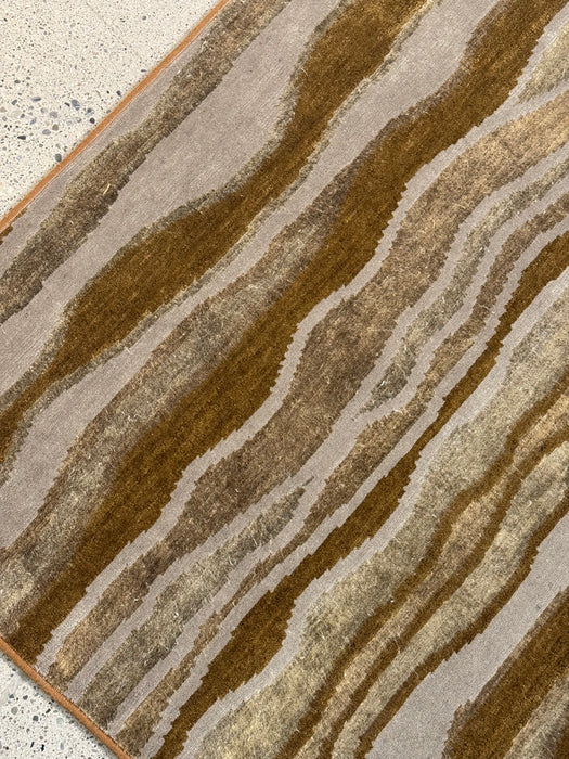 4'X6' Hand-Knotted Nepali Wool Area Rug- Brown/Beige