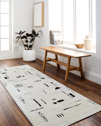 Livabliss Freud Machine Woven Rug — Ivory / Black | FEU-2333 - colour & pattern