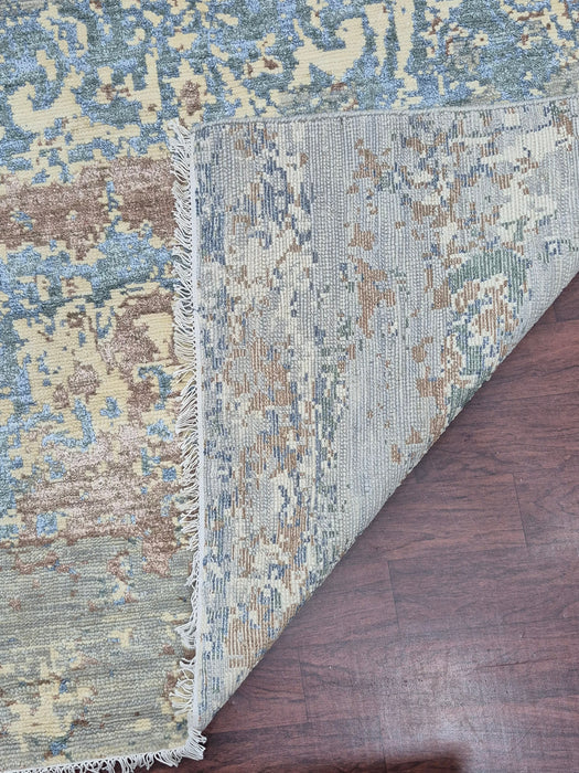 5x8ft, Hand knotted carpet Modern design Pure wool Grey colour