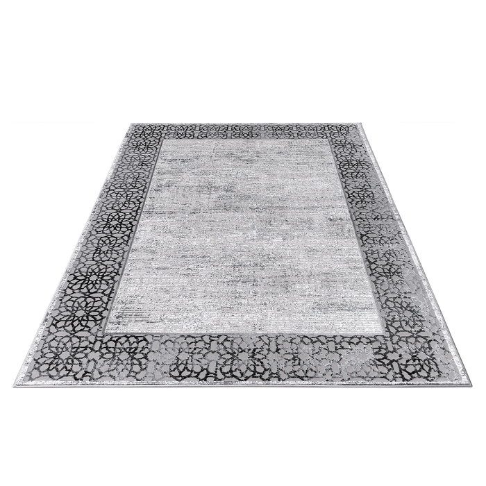 Grey Mandala Portfolio High Graded Polyester Machine made Area rug