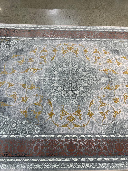 10'X13' High-Graded Polyester Persian Style Area Rug- Pink/Grey (Power-Loomed)