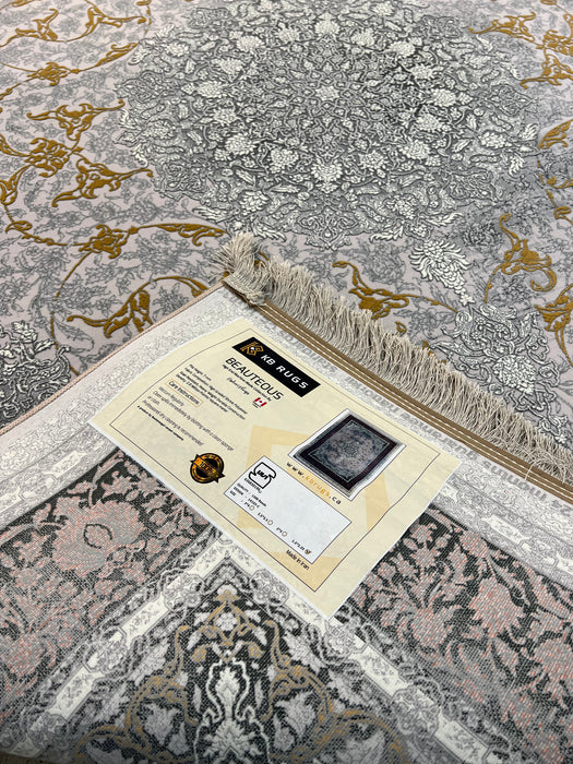 10'X13' High-Graded Polyester Persian Style Area Rug- Pink/Grey (Power-Loomed)