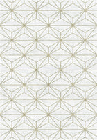 7'X10' High-Graded Polyester Modern Geometrical Style Area Rug- Golden/Ivory (Power-Loomed)