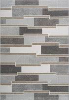 8'X10' High-Graded Polyester Modern Geometrical Style Area Rug- Brown/Grey (Power-Loomed)