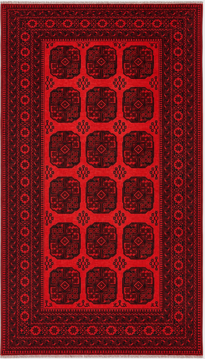Handmade Persian Wool Area Rug 7x10 - Red Geometric Persian Style Rug - Exact Size 9'2" x 6'8" - KBHM-1205