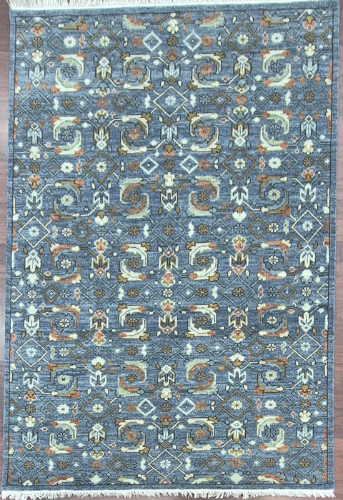 5.6x8ft. Hand knotted Oriental Herati design Wool Light blue Carpet