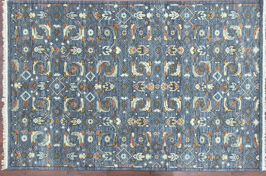 5.6x8ft. Hand knotted Oriental Herati design Wool Light blue Carpet