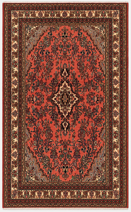 Handmade Persian Wool Area Rug 7x10 - Rose, Taupe & Ivory Vintage Floral Medallion Persian Style Rug - Exact Size 9'6" x 6'11" - KBHM-772