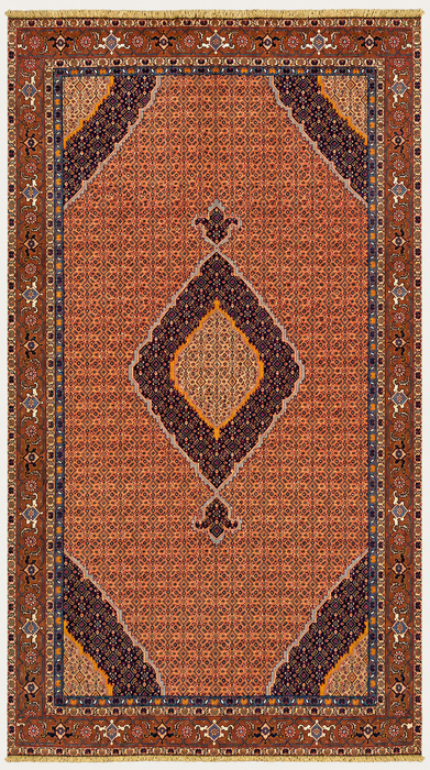 Handmade Persian Wool Area Rug 7x10 - Rose, Navy & Brown Vintage Medallion Persian Style Rug - Exact Size 8'9" x 6'9" - KBHM-744