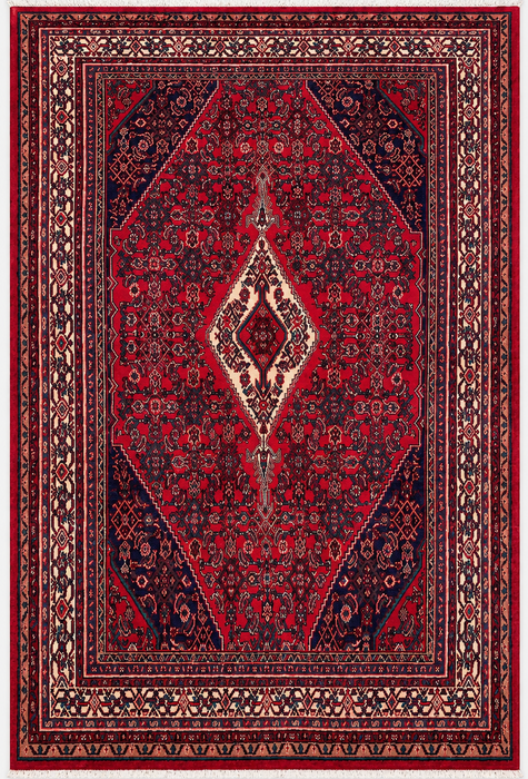 Handmade Persian Wool Area Rug 7x10 - Red Tribal Medallion Persian Style Rug - Exact Size 10'1" x 7'1" - KBHM-692