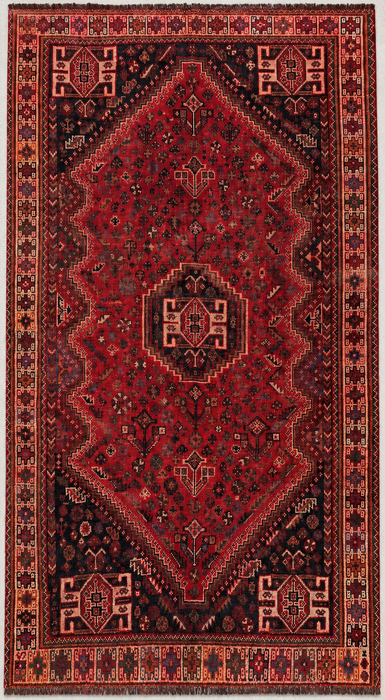 Handmade Persian Wool Area Rug 7x10 - Red Tribal Medallion Persian Style Rug - Exact Size 10'2" x 6'8" - KBHM-946