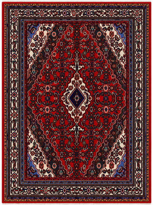 Handmade Persian Wool Area Rug 7x10 - Red Floral Medallion Persian Style Rug - Exact Size 9'10" x 6'10" - KBHM-933