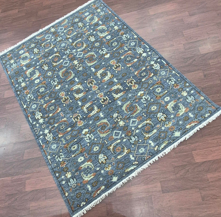 5.6x8ft. Hand knotted Oriental Herati design Wool Light blue Carpet