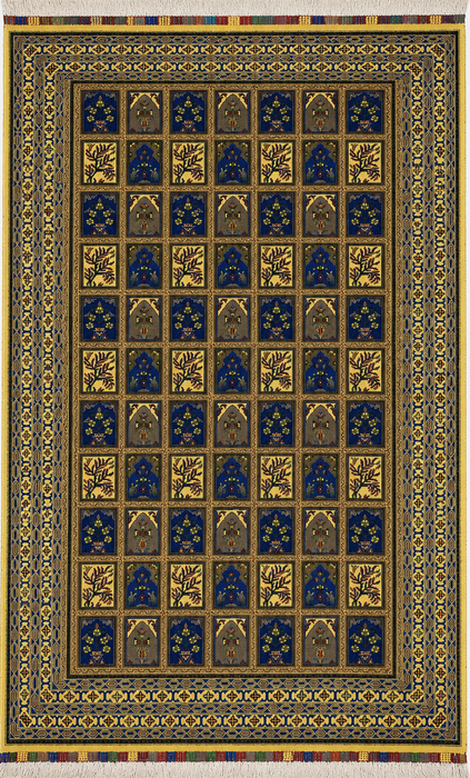 Handmade Four Season Wool Area Rug 7x10 - Blue/Red/Beige Traditional Medallion Persian Style Rug - Exact Size 6'9" x 10'0" - KBHM-7843