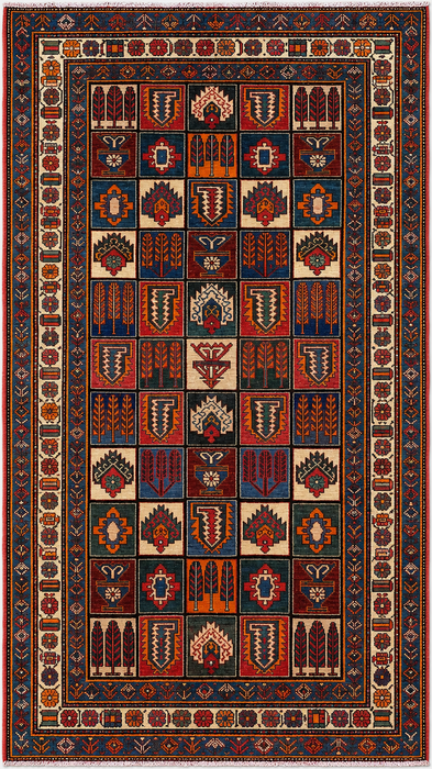 Handmade Persian Wool Area Rug 7x10 - Traditional Persian Style Rug - Exact Size 9'4" x 6'6" - KBHM-1127