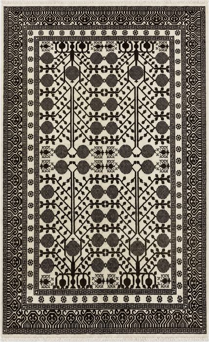 Handmade Chobi Wool Area Rug 7x10 - Ivory/Brown Persian Style Rug - Exact Size 10'1" x 6'8" - KBHM-7735