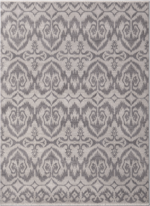 8'X10' Bamboo Silk Transitional Style Area Rug- Grey/Ivory (Power-Loomed)